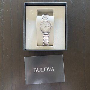 Bulova 96R105 Ladies Crystal Stainless Steel Dress Watch | new battery